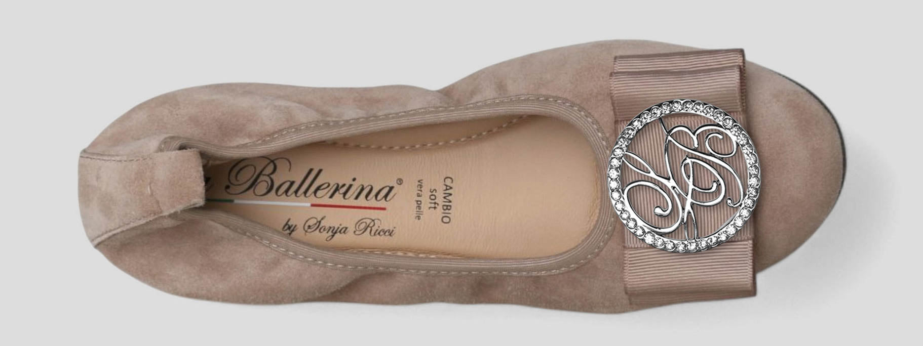 S21 💕 LA BALLERINA CAMBIO VELOURSLEDER TAUPE – ELEGANTE DAMEN BALLERINAS - La Ballerina