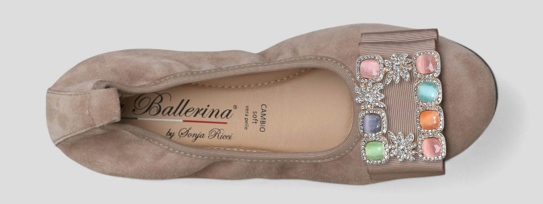 S21 💕 LA BALLERINA CAMBIO VELOURSLEDER TAUPE – ELEGANTE DAMEN BALLERINAS - La Ballerina