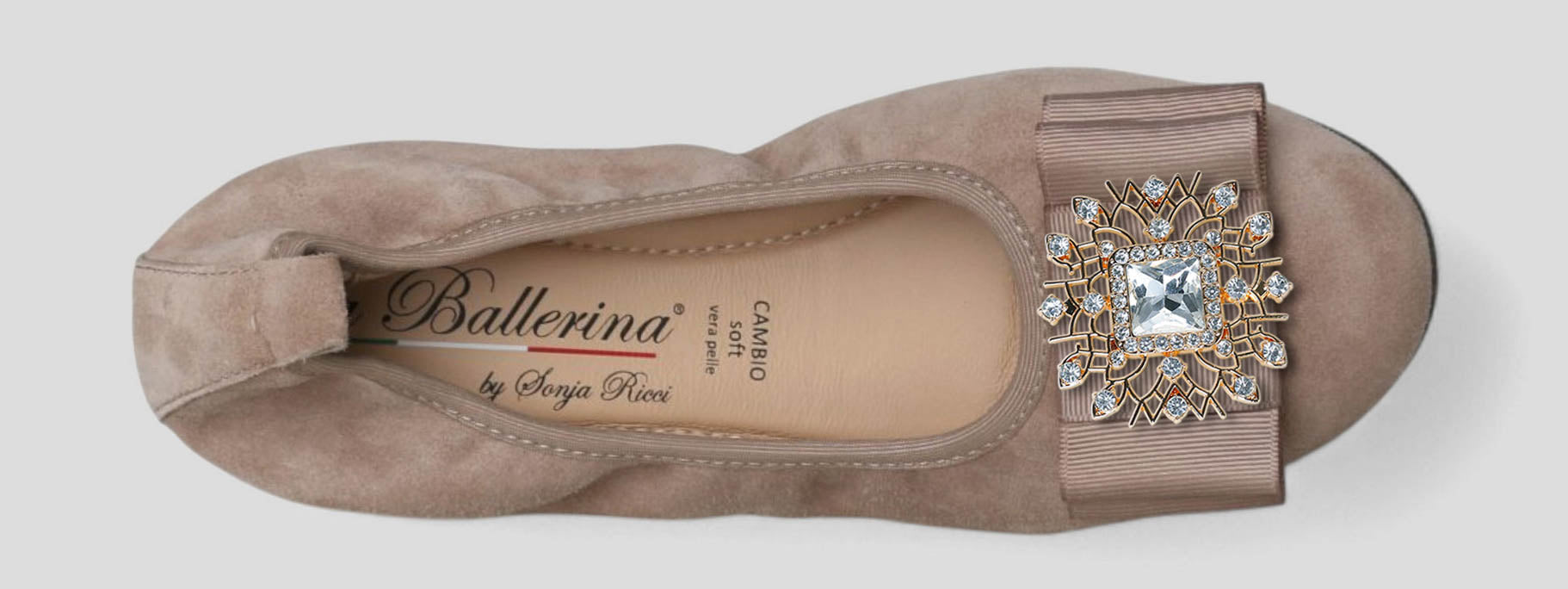 S21 💕 LA BALLERINA CAMBIO VELOURSLEDER TAUPE – ELEGANTE DAMEN BALLERINAS - La Ballerina