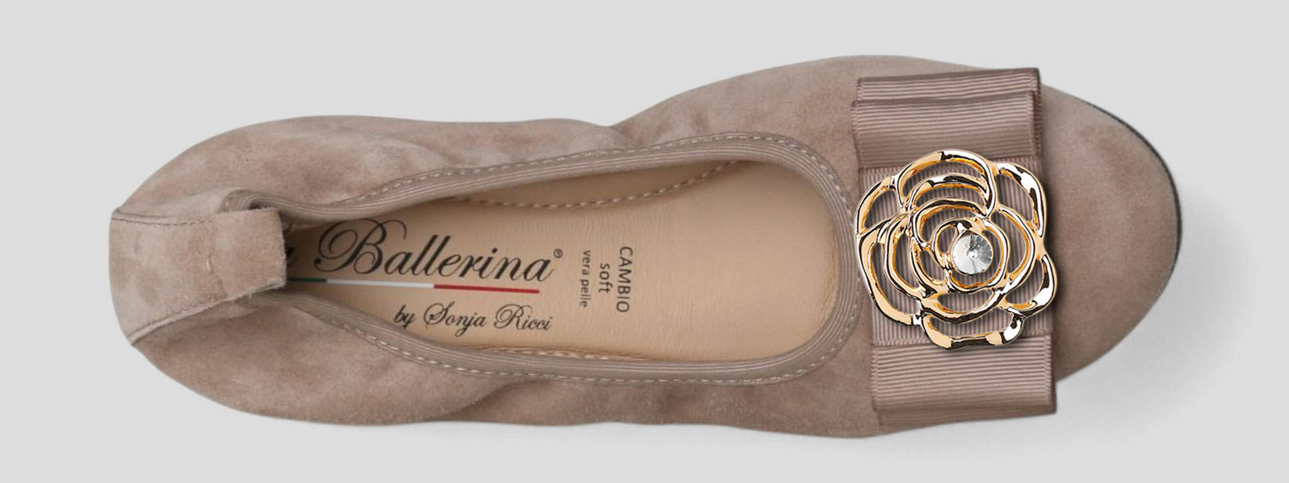 S21 💕 LA BALLERINA CAMBIO VELOURSLEDER TAUPE – ELEGANTE DAMEN BALLERINAS - La Ballerina