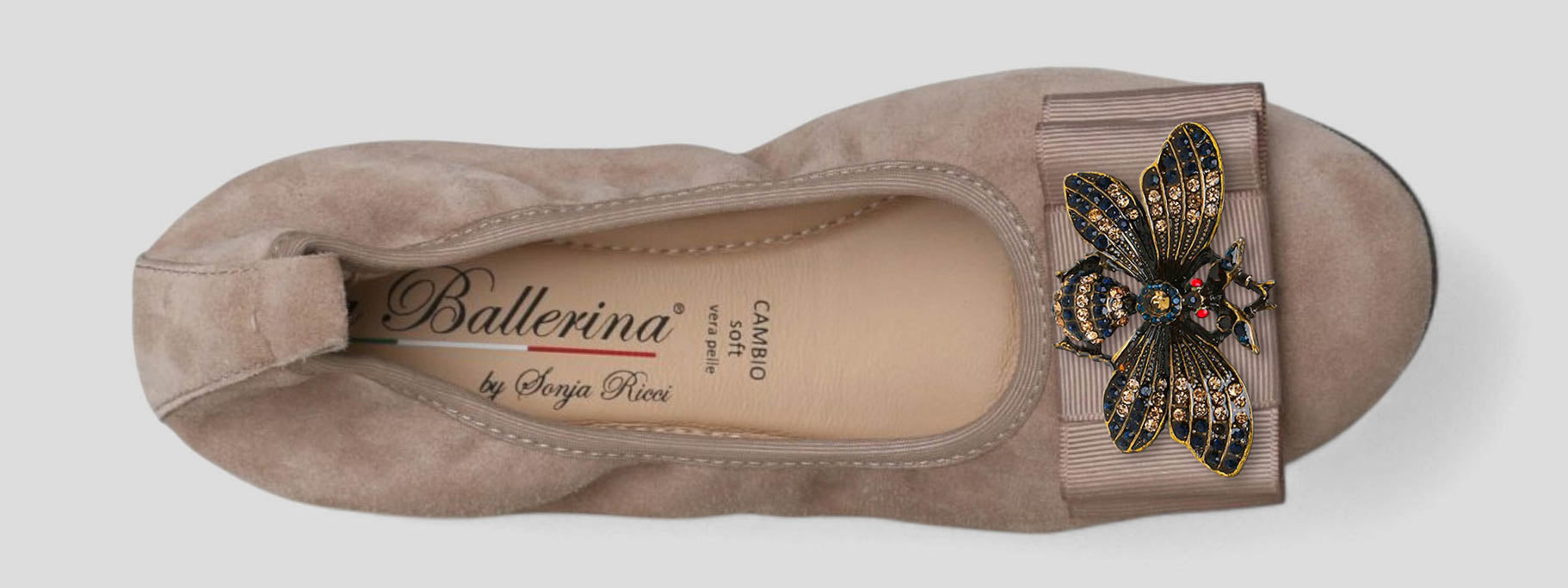 S21 💕 LA BALLERINA CAMBIO VELOURSLEDER TAUPE – ELEGANTE DAMEN BALLERINAS - La Ballerina