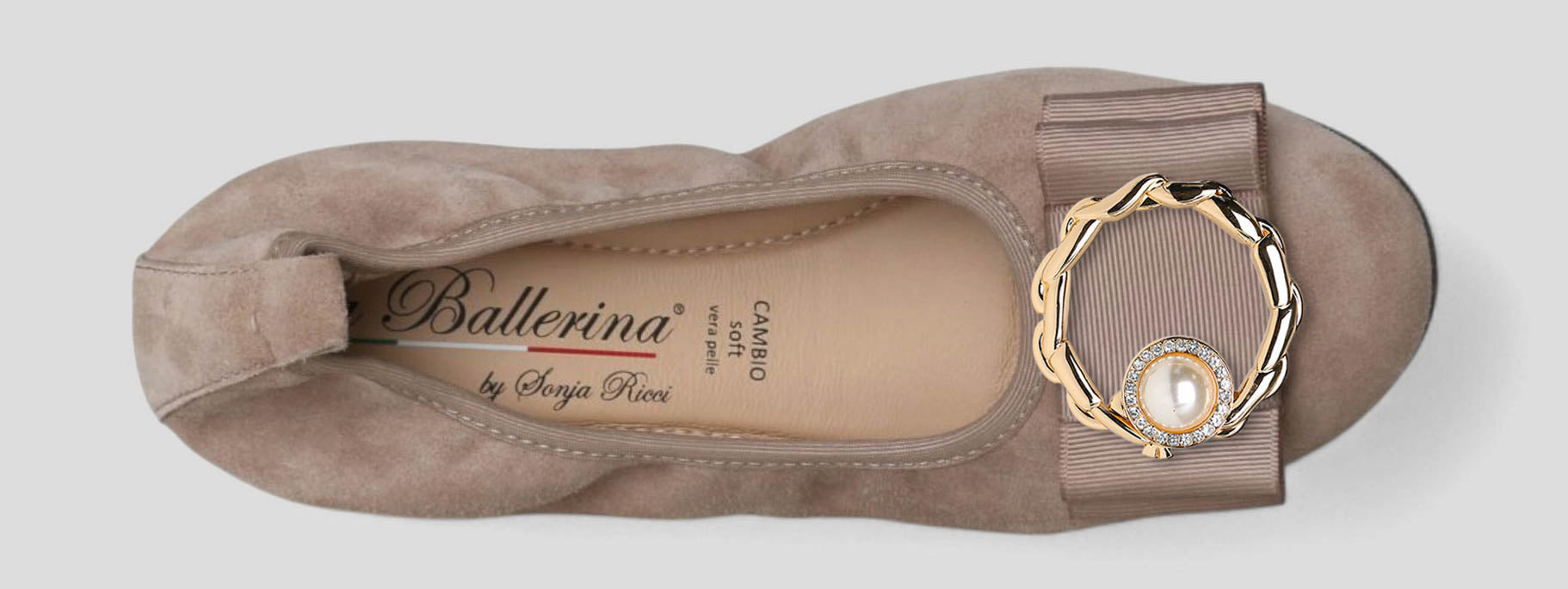 S21 💕 LA BALLERINA CAMBIO VELOURSLEDER TAUPE – ELEGANTE DAMEN BALLERINAS - La Ballerina