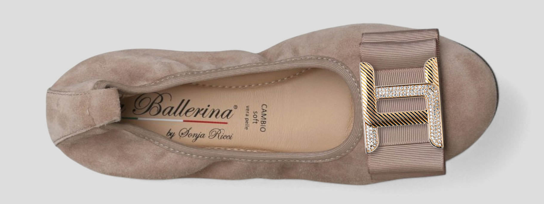 S21 💕 LA BALLERINA CAMBIO VELOURSLEDER TAUPE – ELEGANTE DAMEN BALLERINAS - La Ballerina