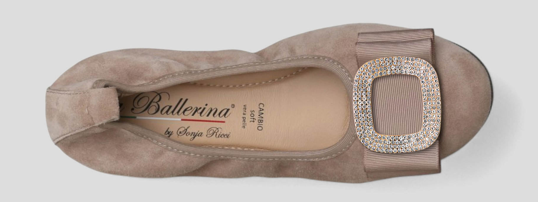 S21 💕 LA BALLERINA CAMBIO VELOURSLEDER TAUPE – ELEGANTE DAMEN BALLERINAS - La Ballerina