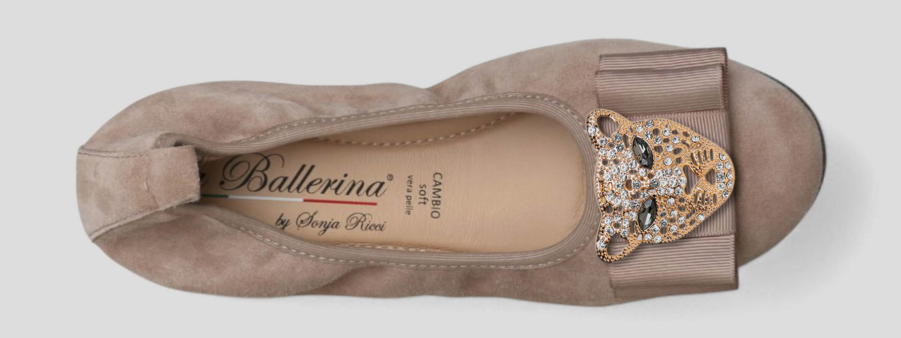 S21 💕 LA BALLERINA CAMBIO VELOURSLEDER TAUPE – ELEGANTE DAMEN BALLERINAS
