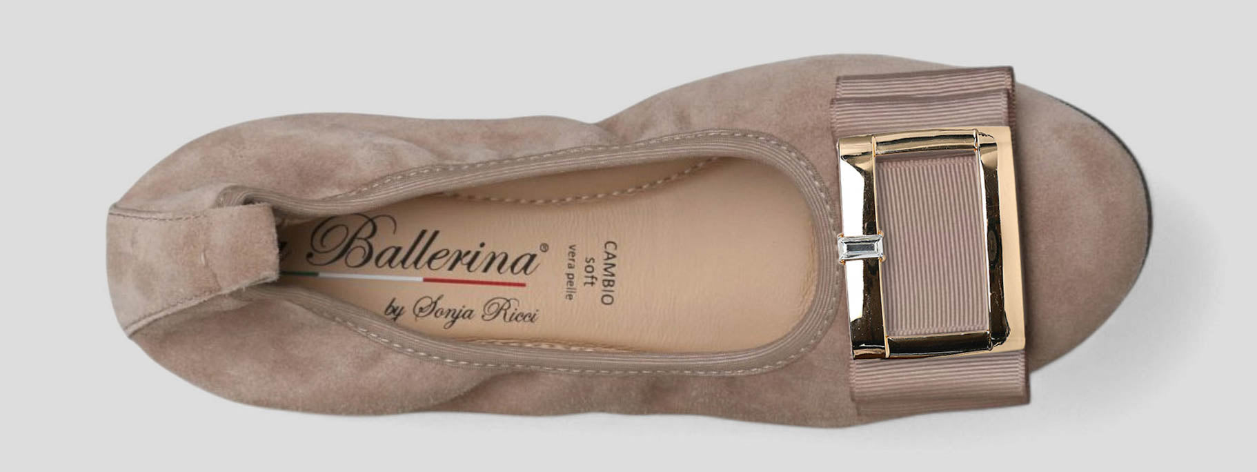 S21 💕 LA BALLERINA CAMBIO VELOURSLEDER TAUPE – ELEGANTE DAMEN BALLERINAS