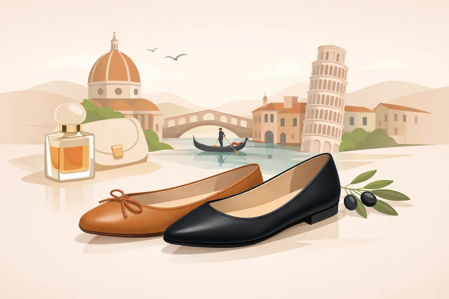 Italienische Leder Ballerinas für Damen