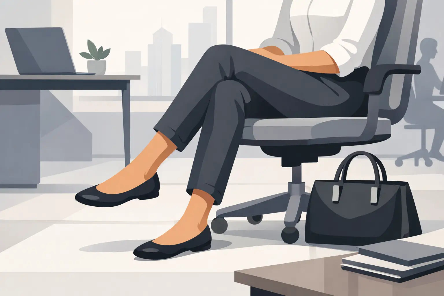 Schwarze Ballerinas im Büro zu Business-Outfits mit Hose, Kleid und Jeans