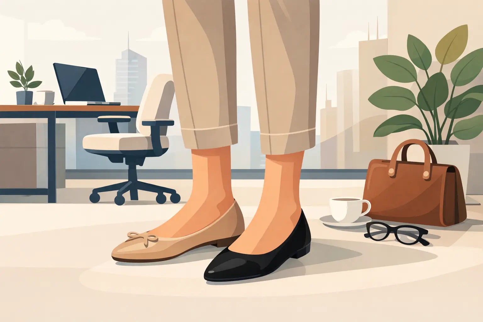 Welche Ballerinas passen zu Stoffhosen im Büro?