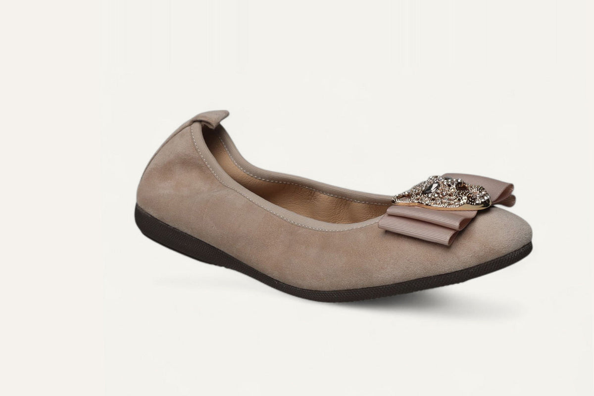 Beige CAMBIO Ballerina mit wechselbarer Schmuck-Schnalle