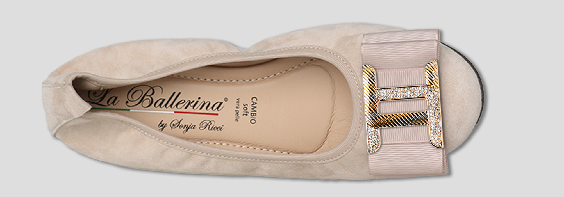 La Ballerina by Sonja Ricci – Beigefarbene Ballerinas mit fester Schnalle (F2)