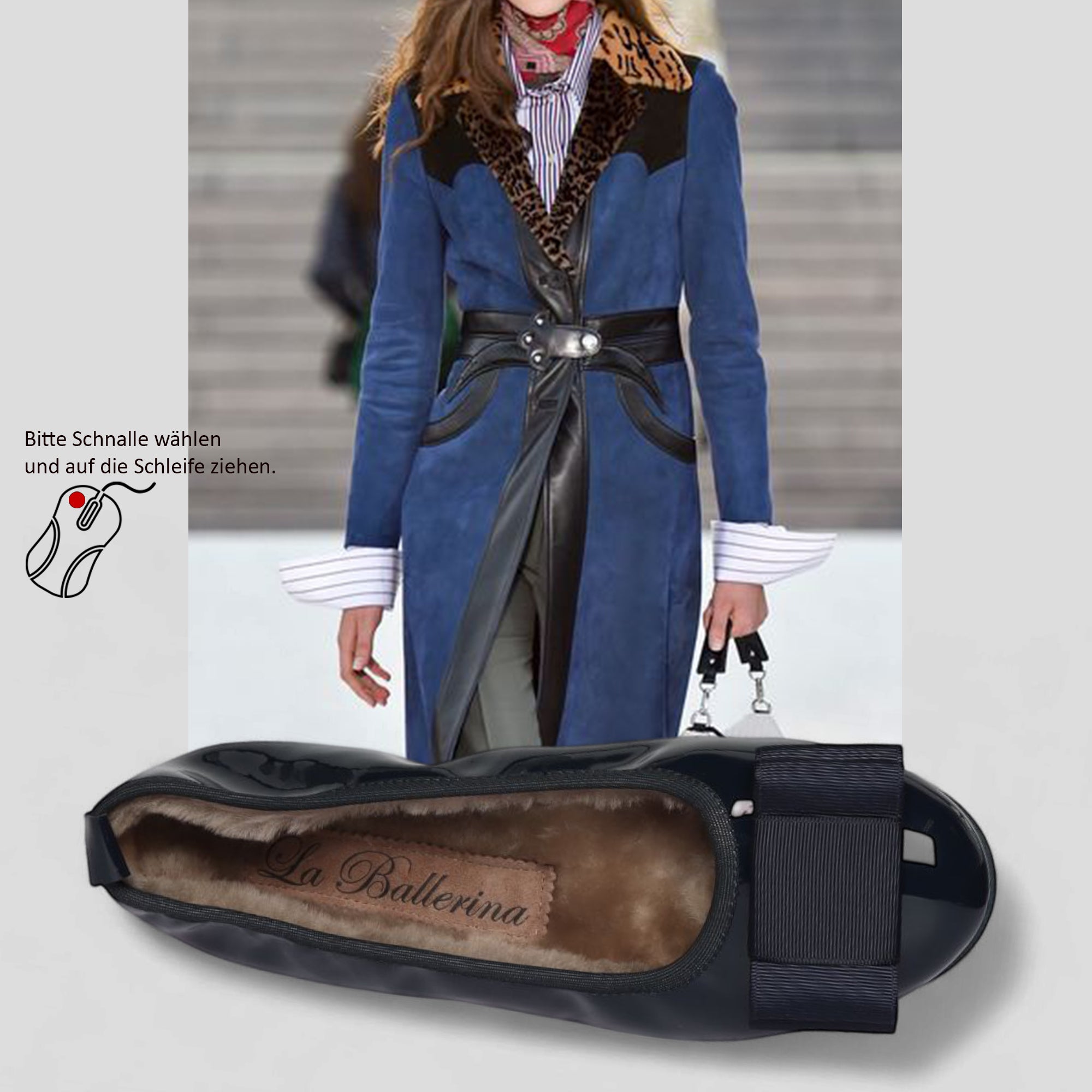 11W💕La Ballerina CAMBIO Warmgefüttert Lackleder blau - La Ballerina