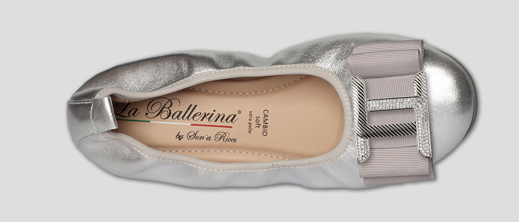 S42 💕LA BALLERINA CAMBIO SILBER – ELEGANTE LEDER-BALLERINAS VON SONJA RICCI - La Ballerina