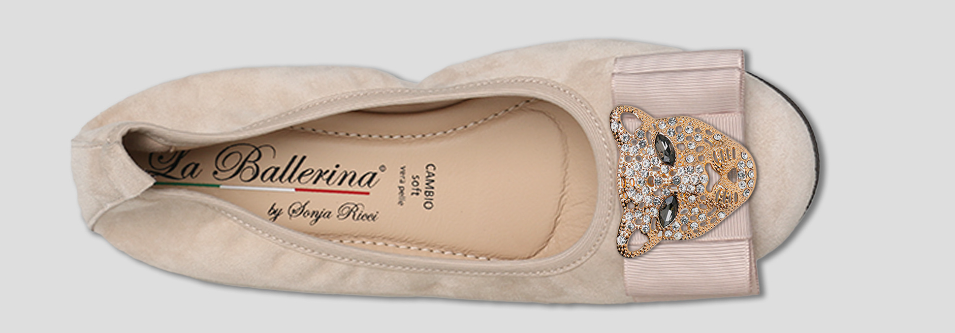La Ballerina by Sonja Ricci – Beigefarbene Ballerinas mit fester Schnalle (F2)