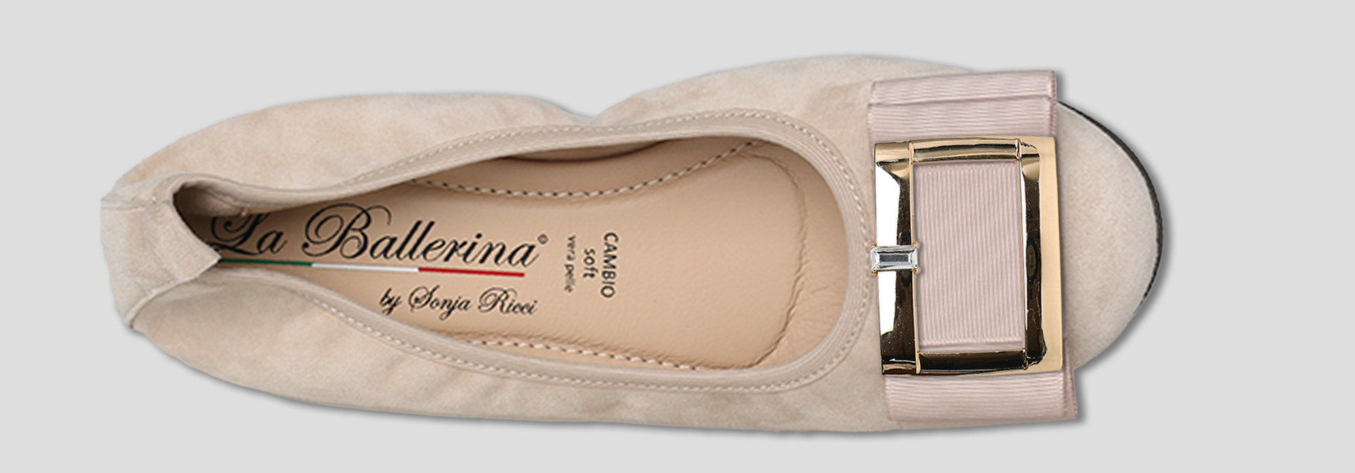 La Ballerina by Sonja Ricci – Beigefarbene Ballerinas mit fester Schnalle (F2)