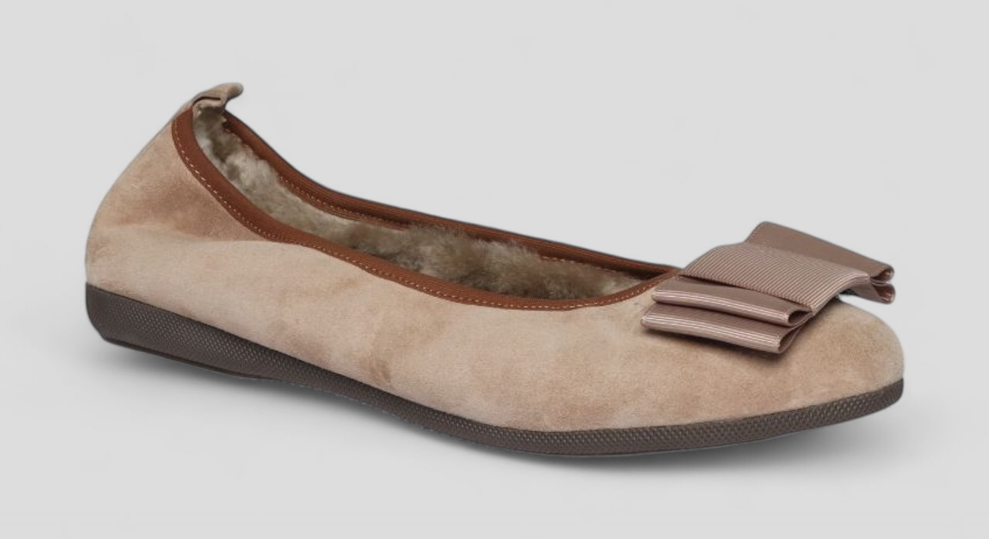 14W💕 La Ballerina  CAMBIO – Latte-beige Damen-Ballerinas aus Veloursleder, warmgefüttert für den Winter