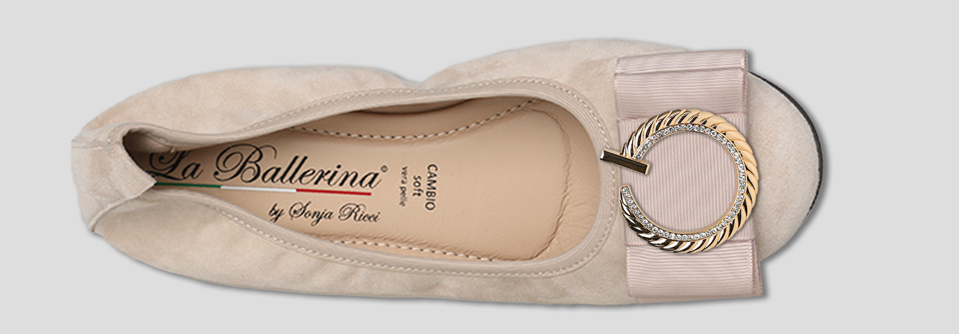 La Ballerina by Sonja Ricci – Beigefarbene Ballerinas mit fester Schnalle (F2)