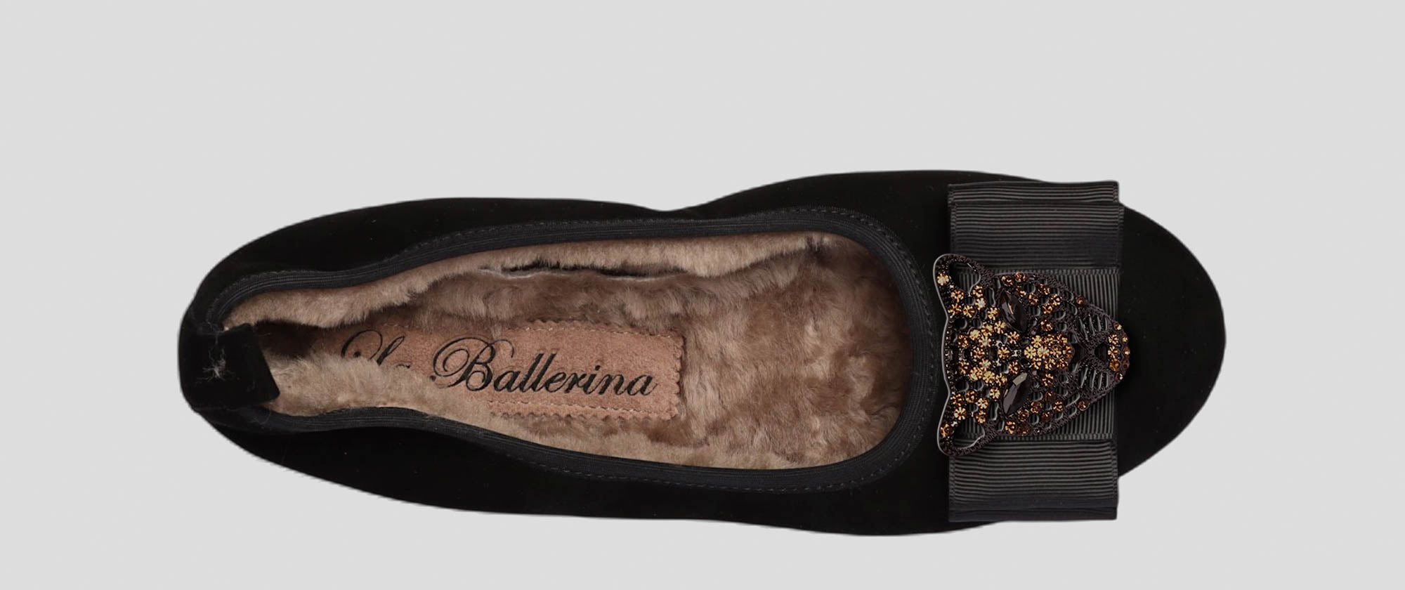 06W💕La Ballerina CAMBIO Warmgefüttert Veloursleder Schwarz - La Ballerina