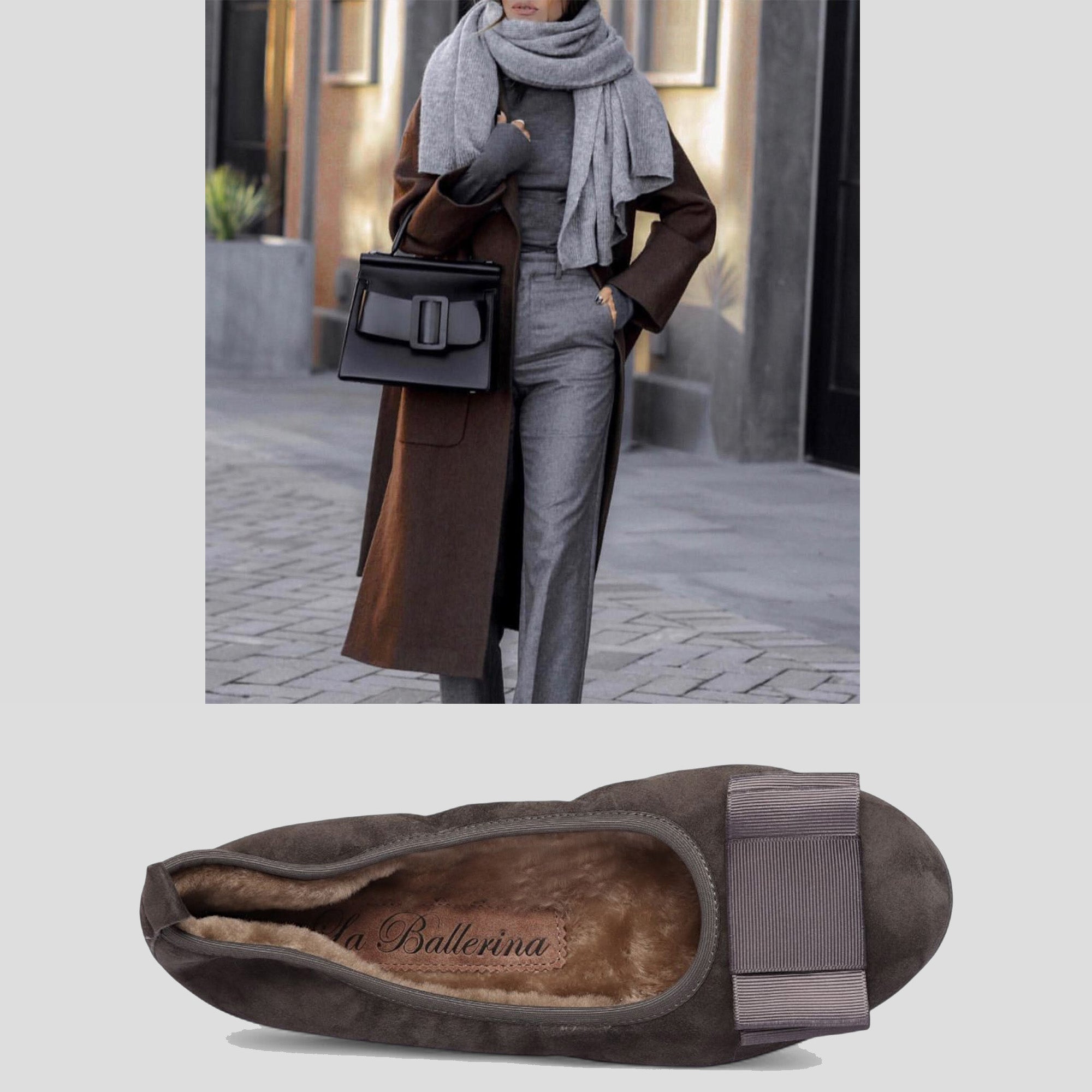 12W💕La Ballerina CAMBIO Warmgefüttert Veloursleder grau - La Ballerina