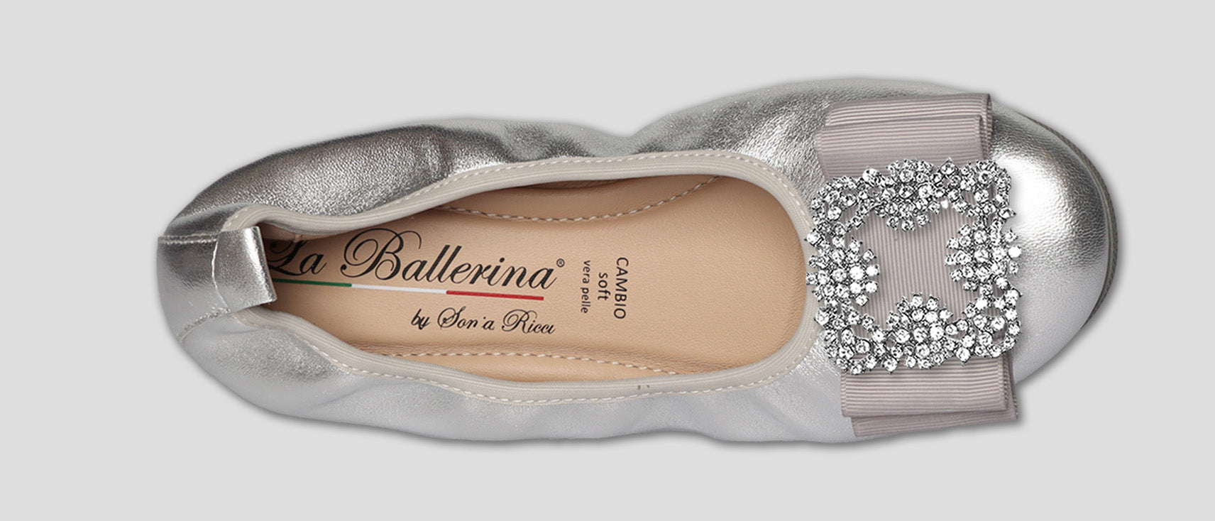 S42 💕LA BALLERINA CAMBIO SILBER – ELEGANTE LEDER-BALLERINAS VON SONJA RICCI - La Ballerina