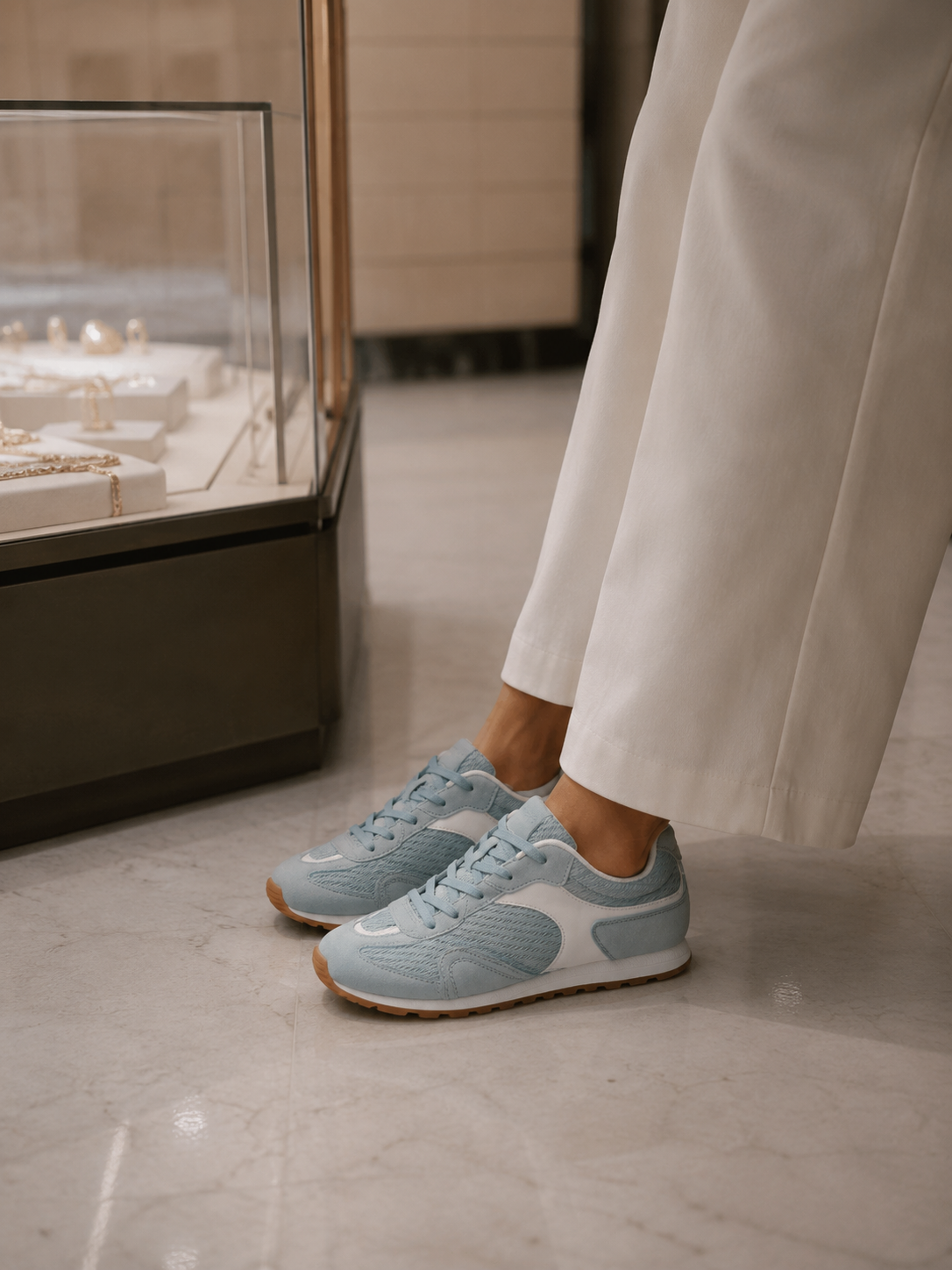 Premium Damen Sneaker Light Blue – Leder &amp; Textil | LA BALLERINA UP26AS017