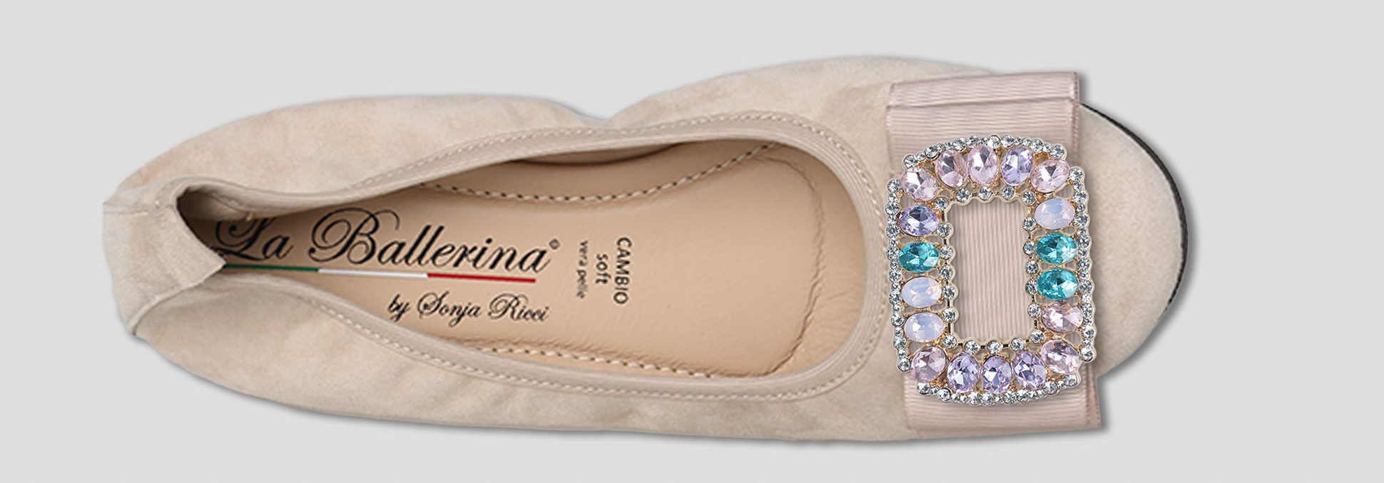 La Ballerina by Sonja Ricci – Beigefarbene Ballerinas mit fester Schnalle (F2)