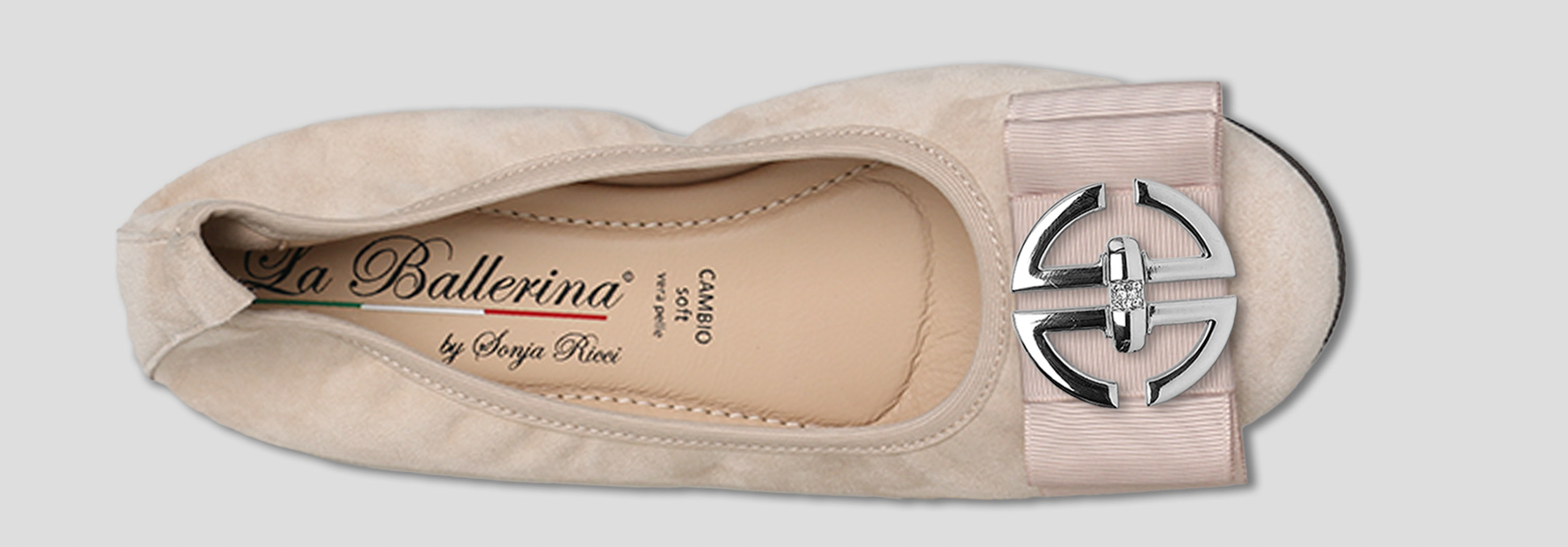 La Ballerina by Sonja Ricci – Beigefarbene Ballerinas mit fester Schnalle (F2)