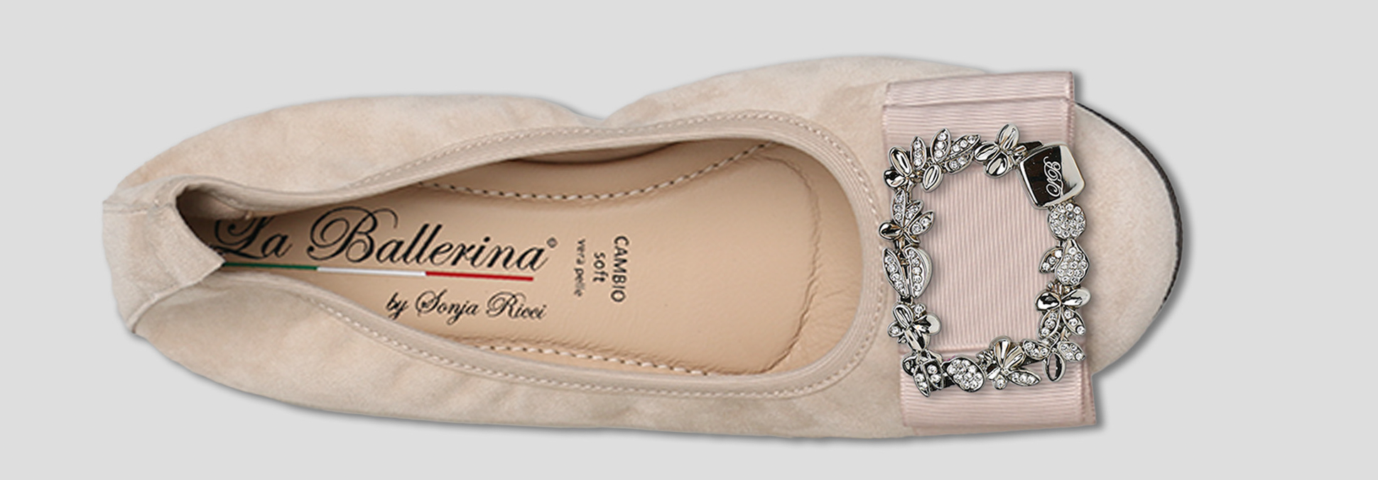La Ballerina by Sonja Ricci – Beigefarbene Ballerinas mit fester Schnalle (F2)