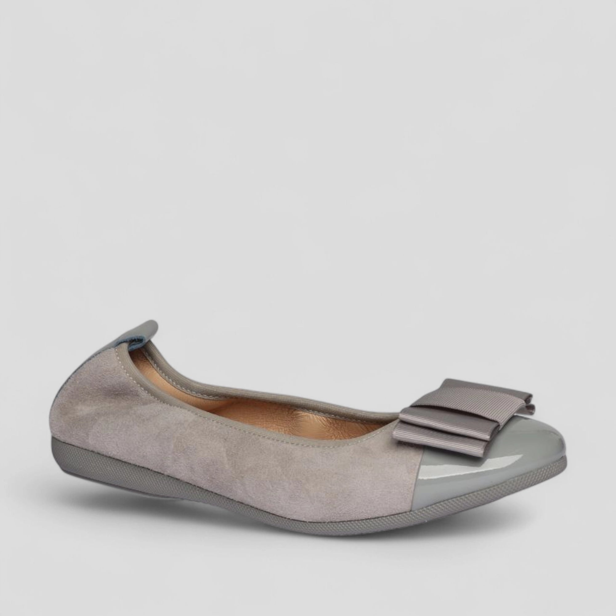 S68 💕LA BALLERINA CAMBIO GRAU – VELOURSLEDER MIT LACKLEDER &amp; WECHSEL­SCHNALLE SONJA RICCI - La Ballerina