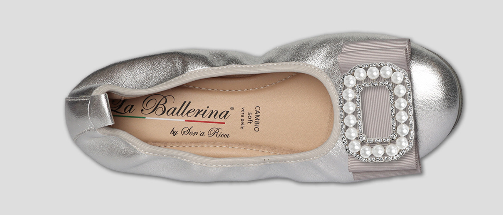 S42 💕LA BALLERINA CAMBIO SILBER – ELEGANTE LEDER-BALLERINAS VON SONJA RICCI - La Ballerina