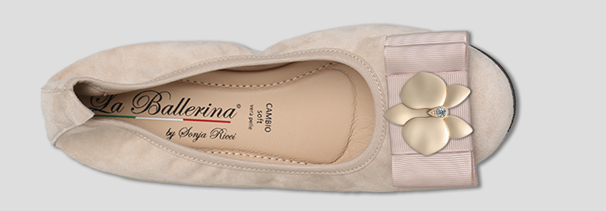 La Ballerina by Sonja Ricci – Beigefarbene Ballerinas mit fester Schnalle (F2)