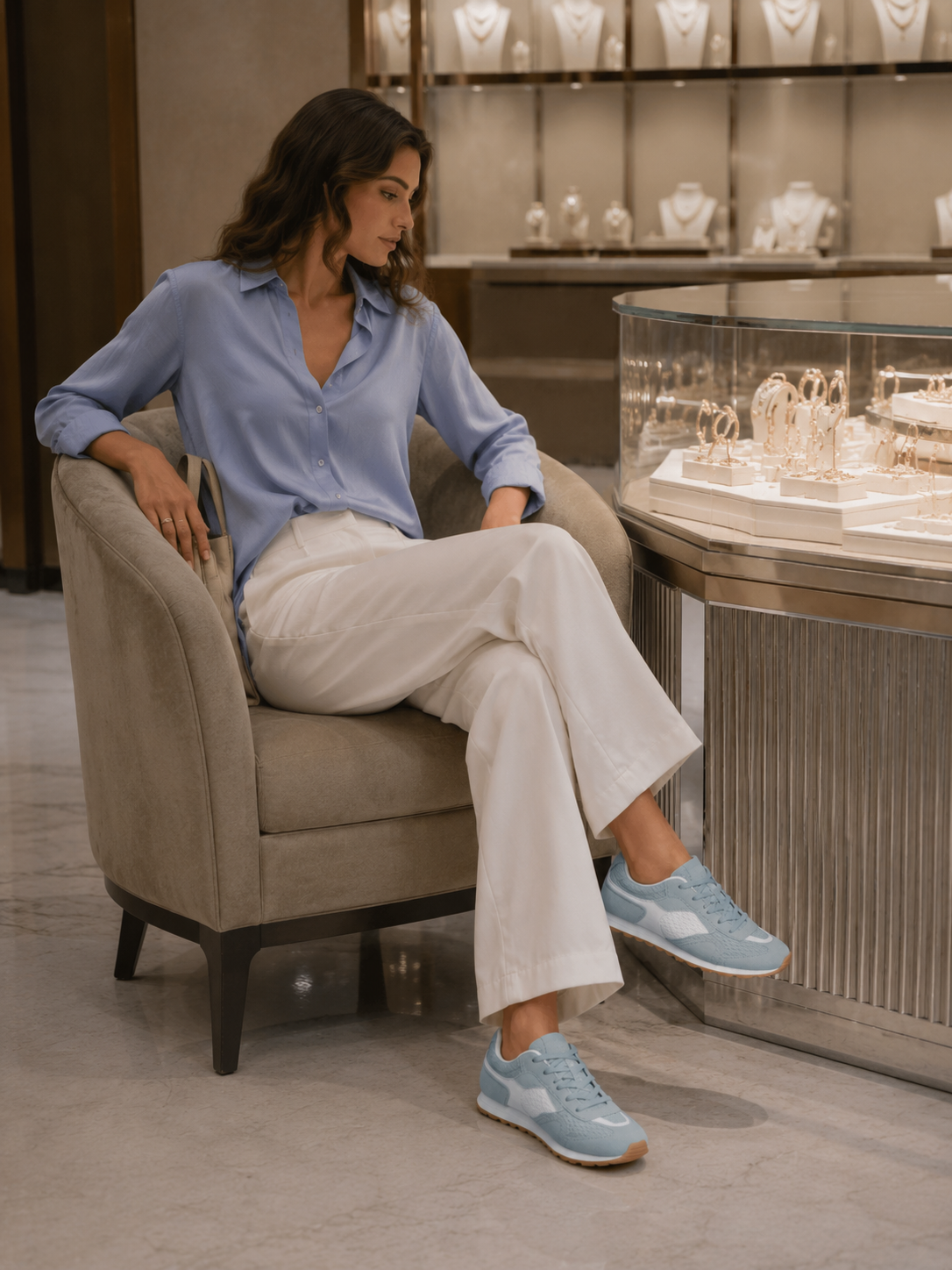 Premium Damen Sneaker Light Blue – Leder &amp; Textil | LA BALLERINA UP26AS017