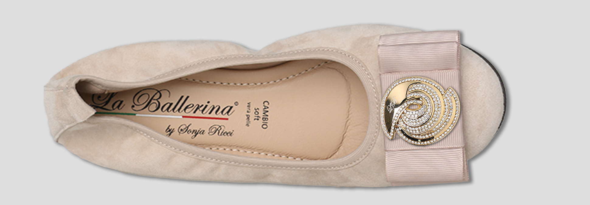 La Ballerina by Sonja Ricci – Beigefarbene Ballerinas mit fester Schnalle (F2)