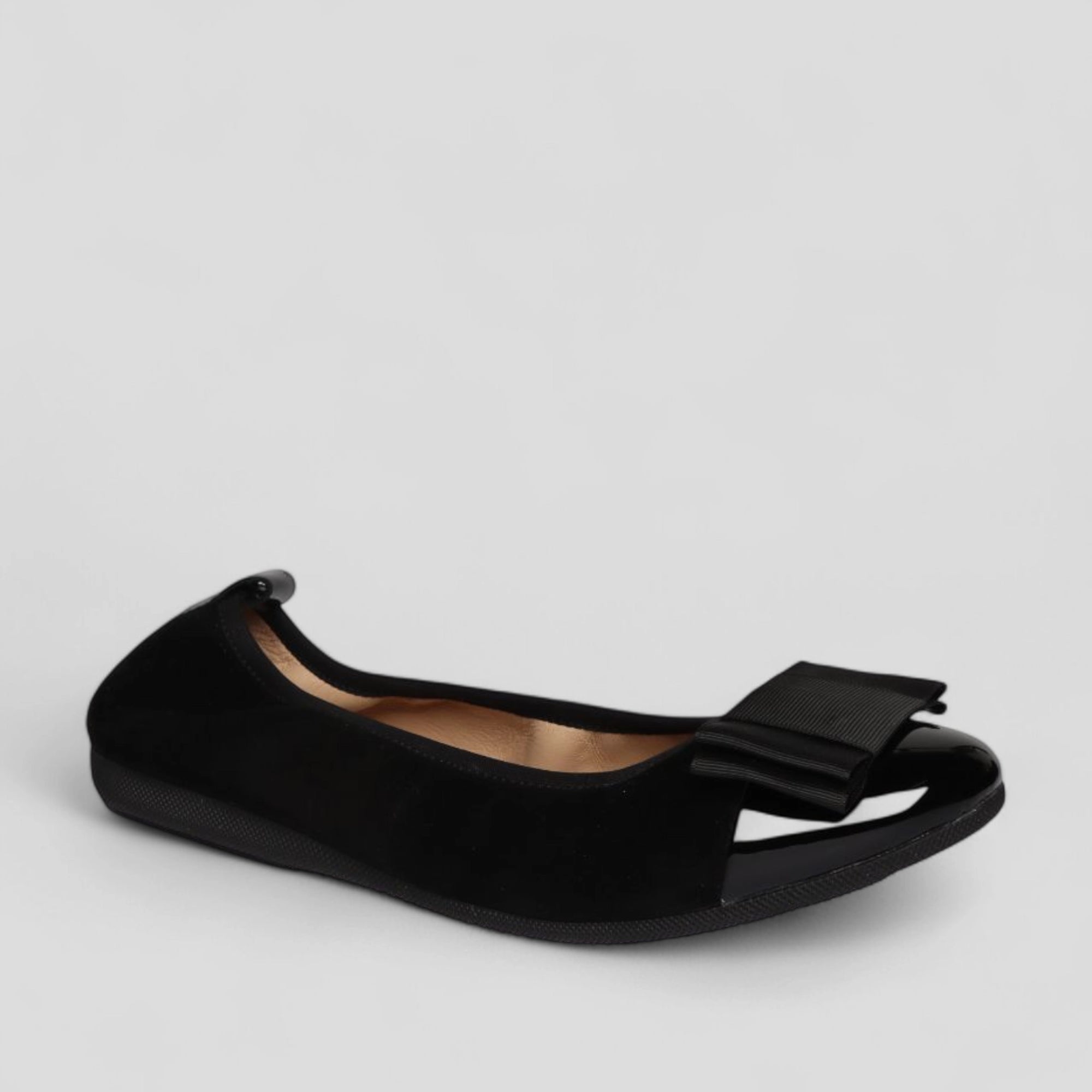 S77 💕LA BALLERINA CAMBIO SCHWARZ – VELOURSLEDER MIT LACKLEDER &amp; WECHSEL­SCHNALLE SONJA RICCI - La Ballerina