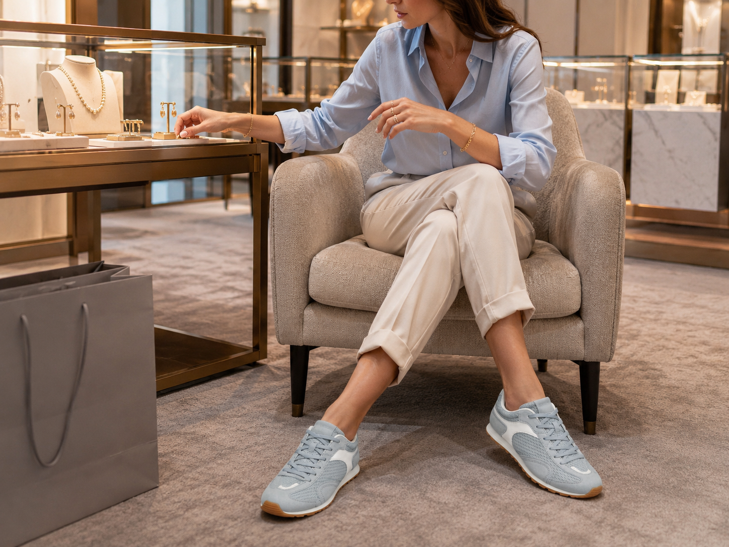 Premium Damen Sneaker Light Blue – Leder &amp; Textil | LA BALLERINA UP26AS017