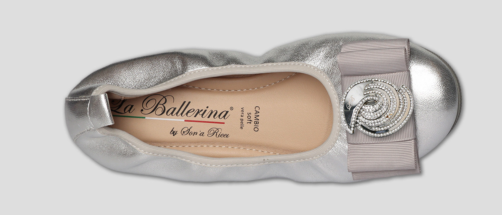 S42 💕LA BALLERINA CAMBIO SILBER – ELEGANTE LEDER-BALLERINAS VON SONJA RICCI - La Ballerina