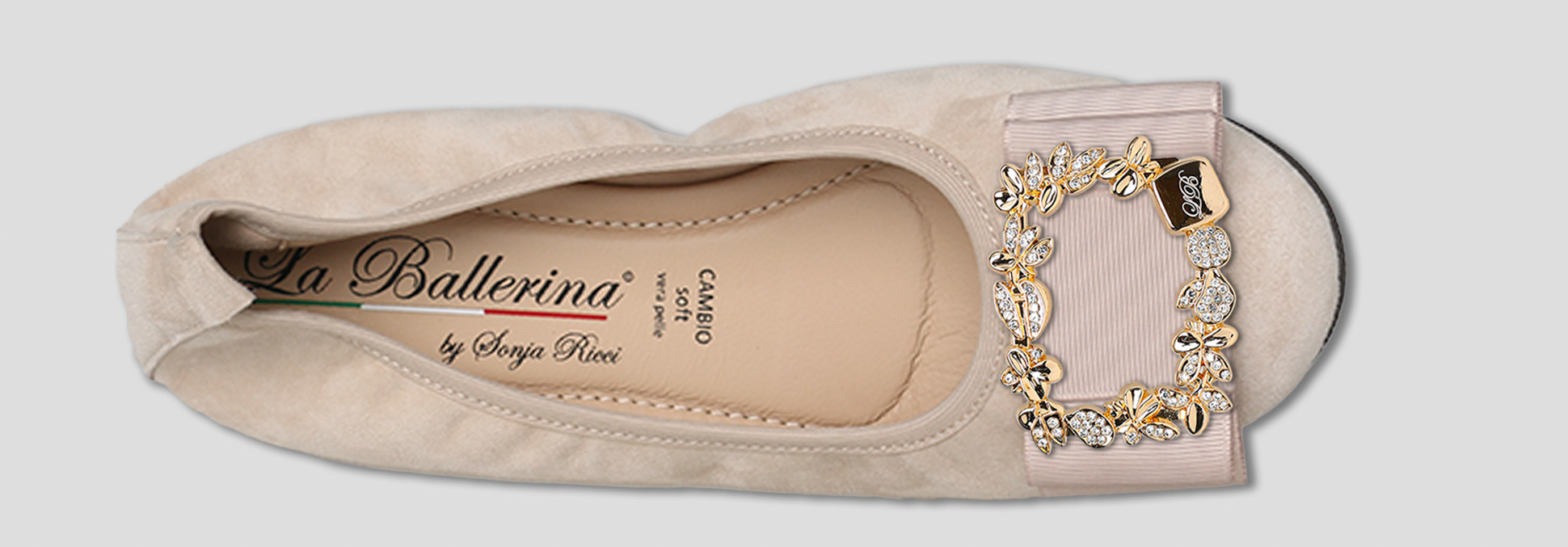 La Ballerina by Sonja Ricci – Beigefarbene Ballerinas mit fester Schnalle (F2)