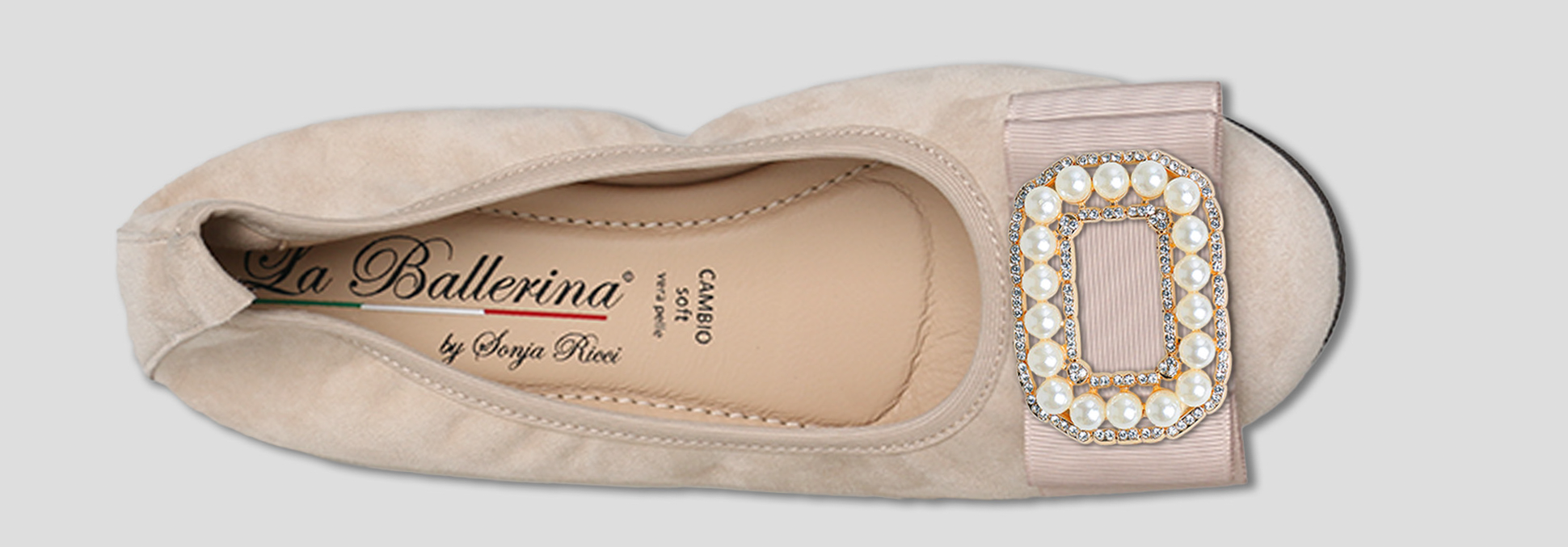 La Ballerina by Sonja Ricci – Beigefarbene Ballerinas mit fester Schnalle (F2)