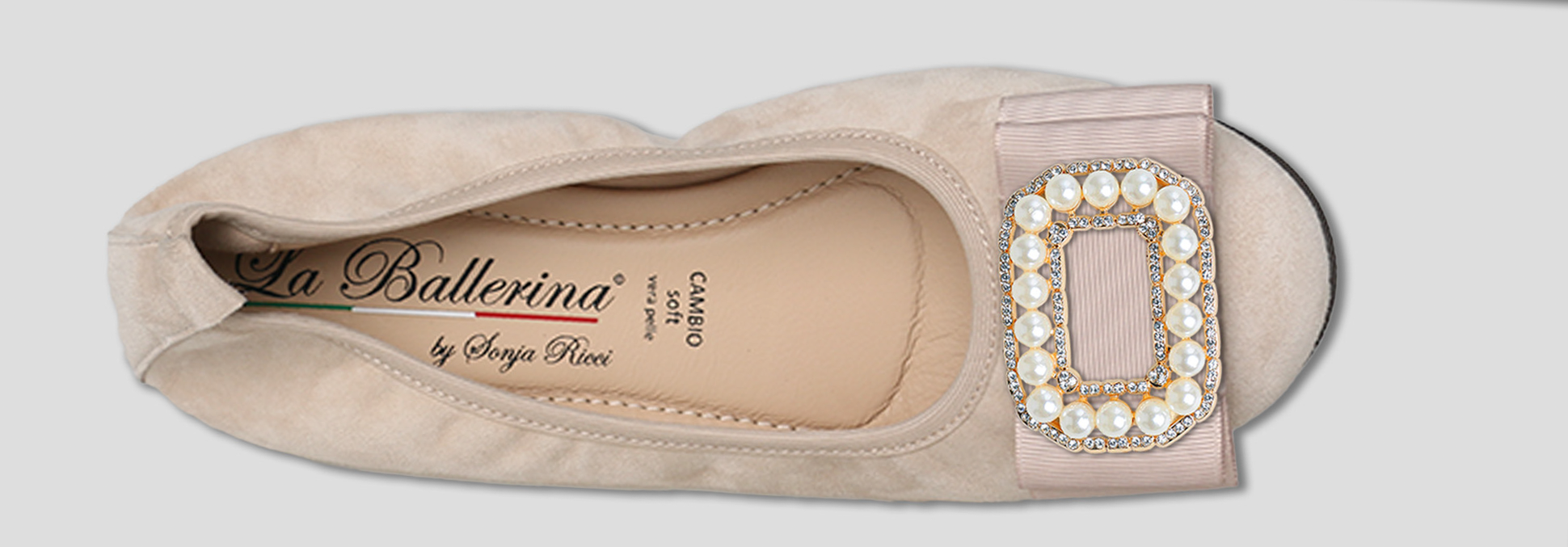 La Ballerina by Sonja Ricci – Beigefarbene Ballerinas mit fester Schnalle (F2)