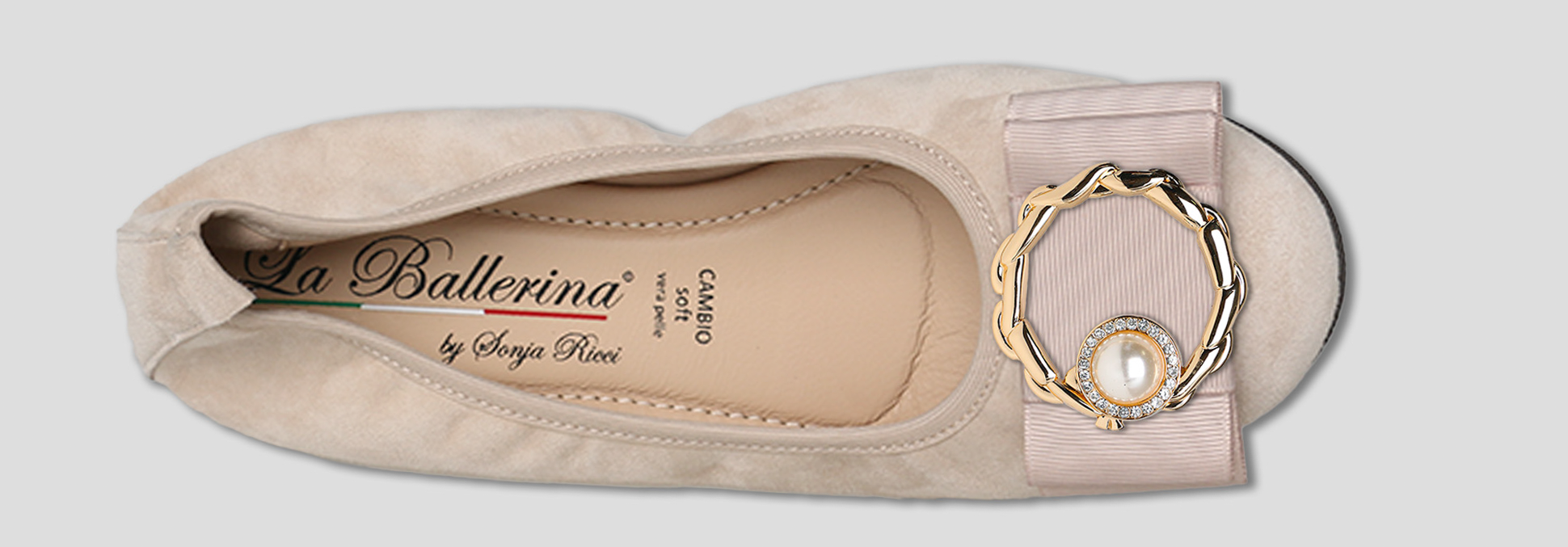 La Ballerina by Sonja Ricci – Beigefarbene Ballerinas mit fester Schnalle (F2)