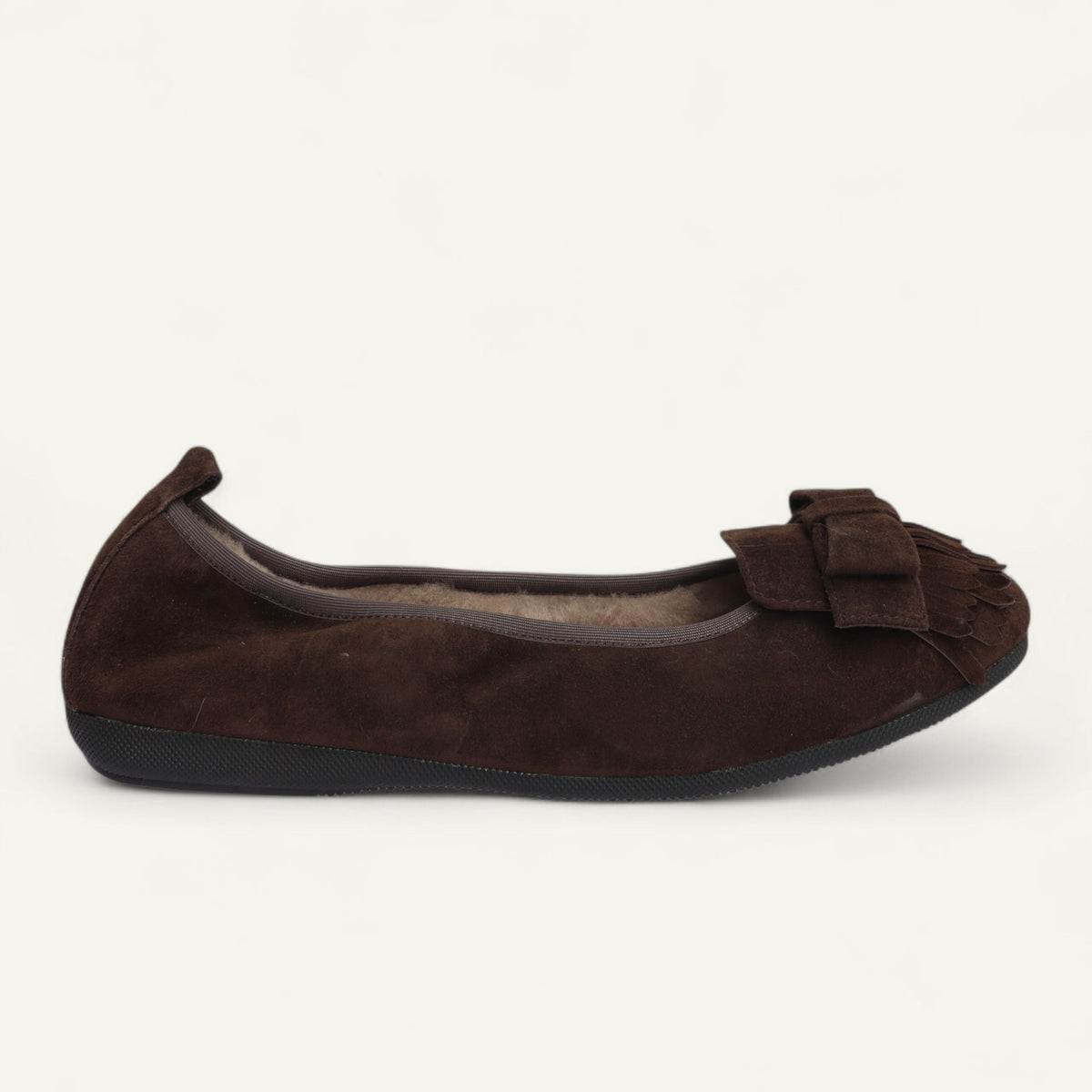 CAMBIO Winter women’s ballet flats in suede — Brown, lambskin lining – C103-245