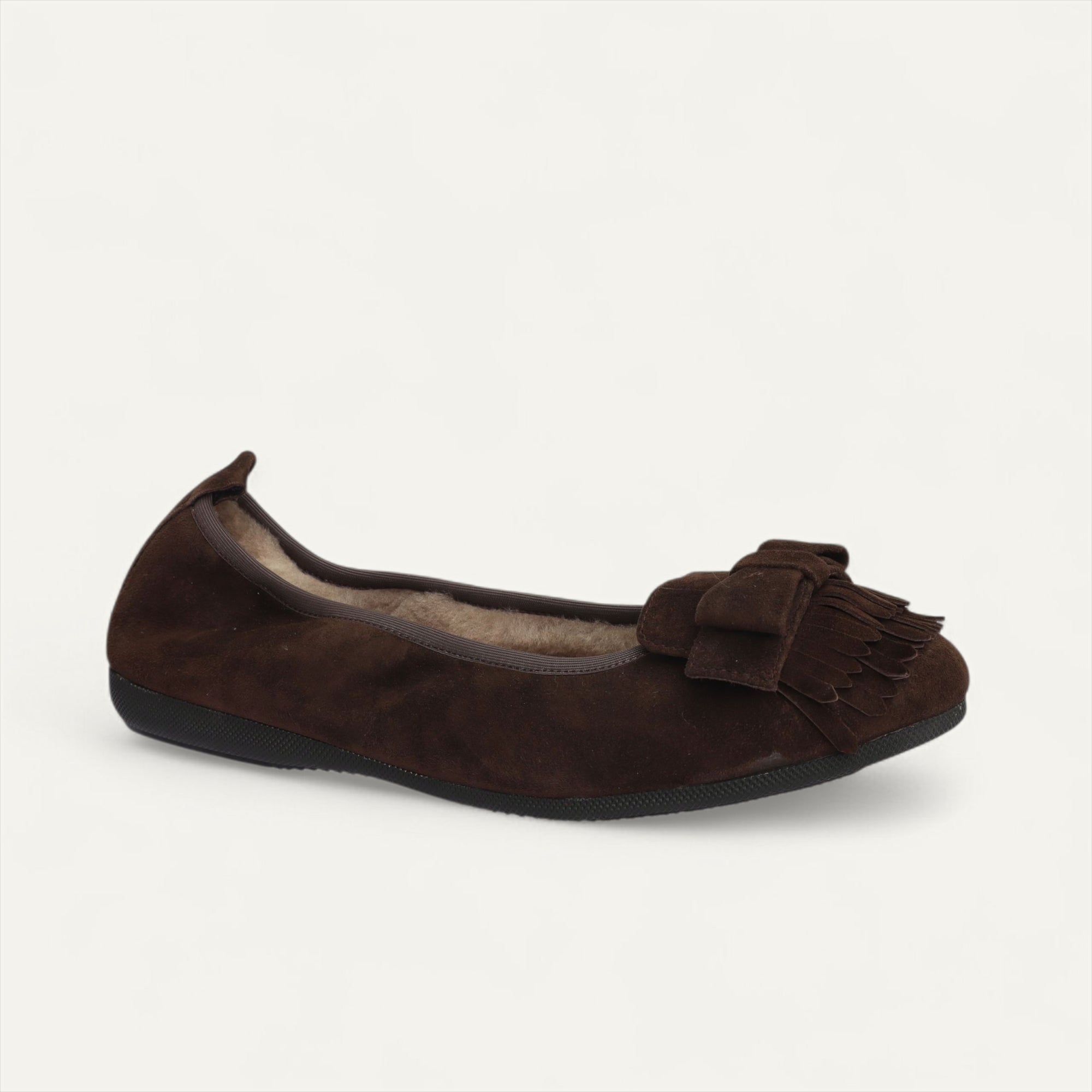 CAMBIO Winter women’s ballet flats in suede — Brown, lambskin lining – C103-245