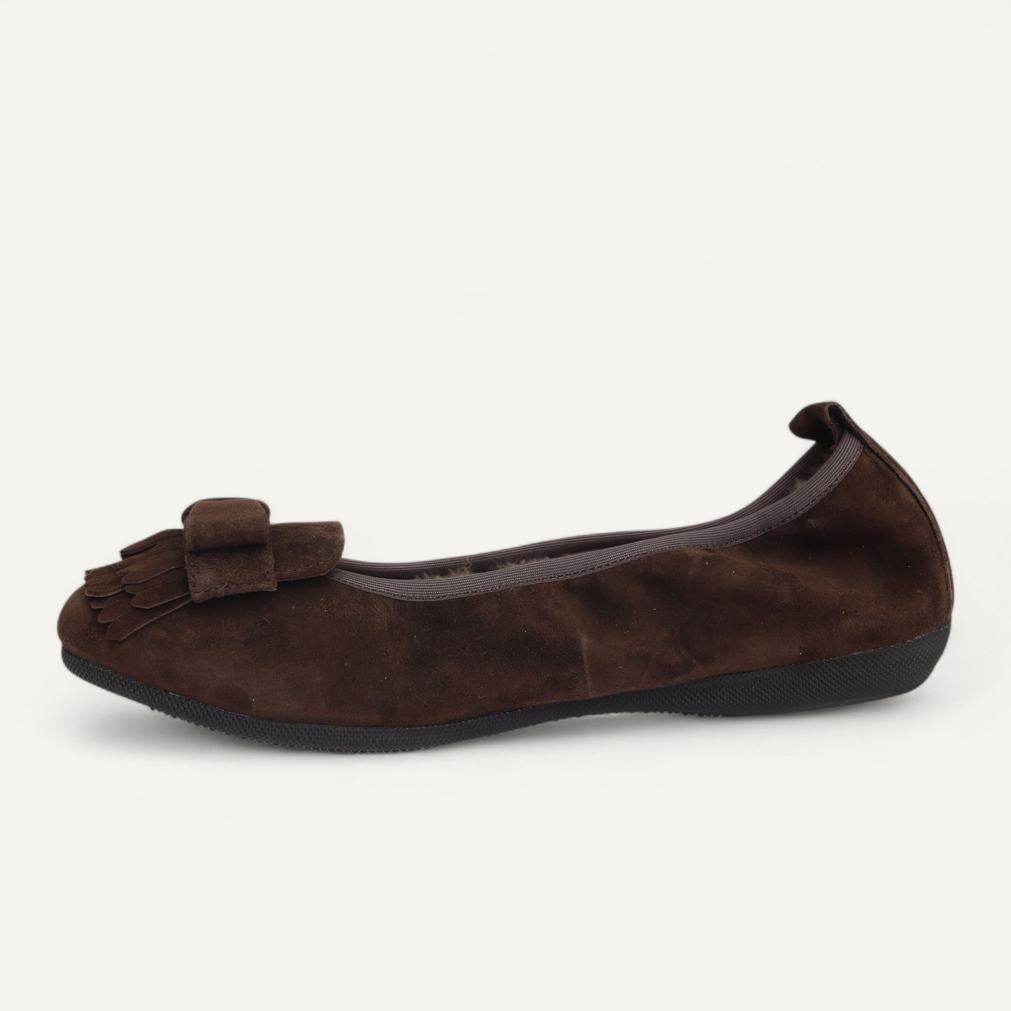 CAMBIO Winter women’s ballet flats in suede — Brown, lambskin lining – C103-245