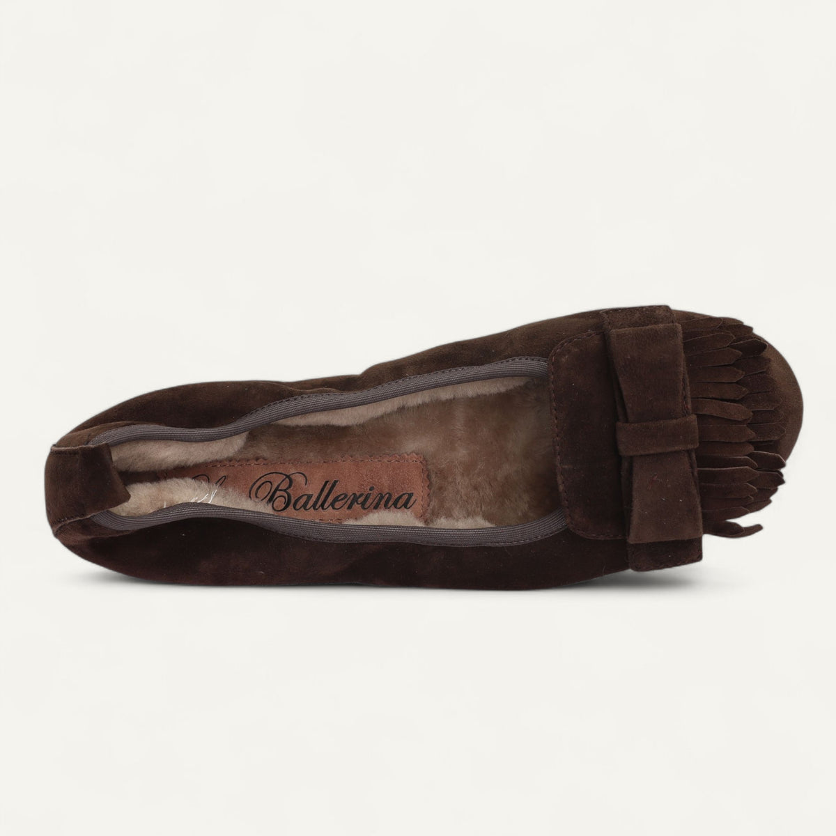CAMBIO Winter women’s ballet flats in suede — Brown, lambskin lining – C103-245