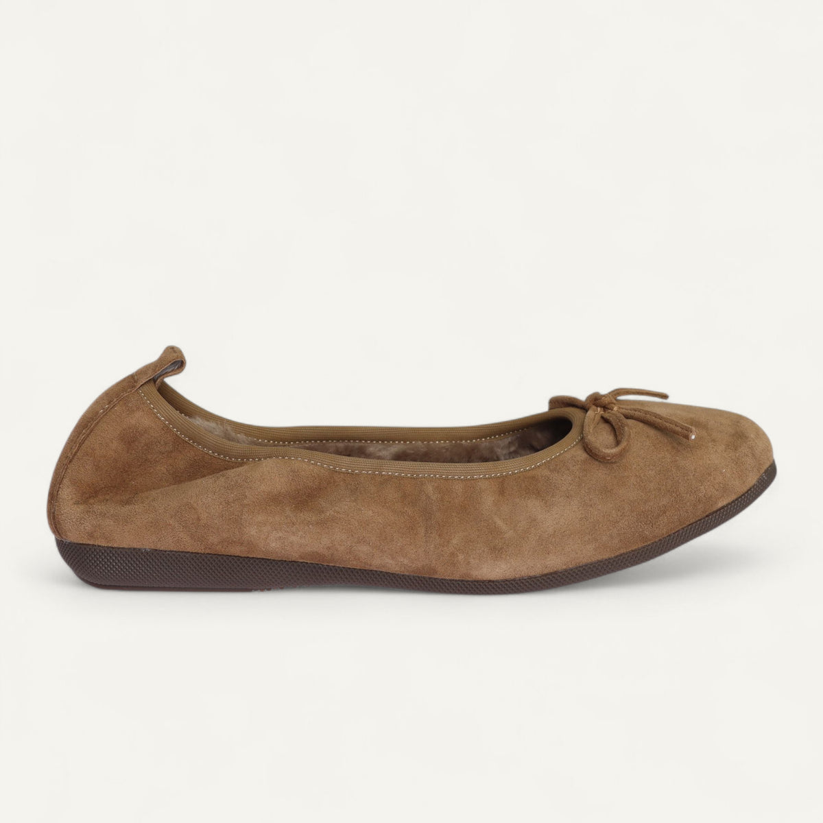 BASIC Winter Damen-Ballerinas aus Veloursleder in Taupe mit Lammfell – C108-236 BASIC Winter Ballerinas
