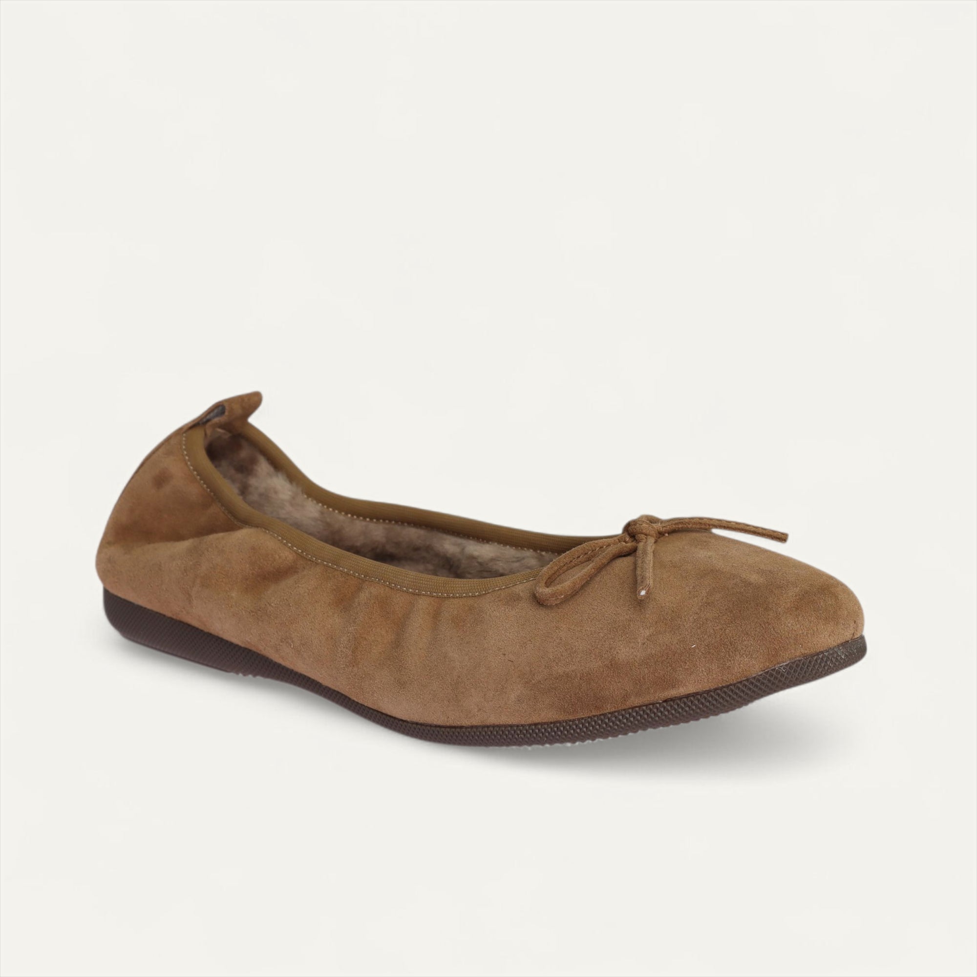 BASIC Winter Damen-Ballerinas aus Veloursleder in Taupe mit Lammfell – C108-236 BASIC Winter Ballerinas
