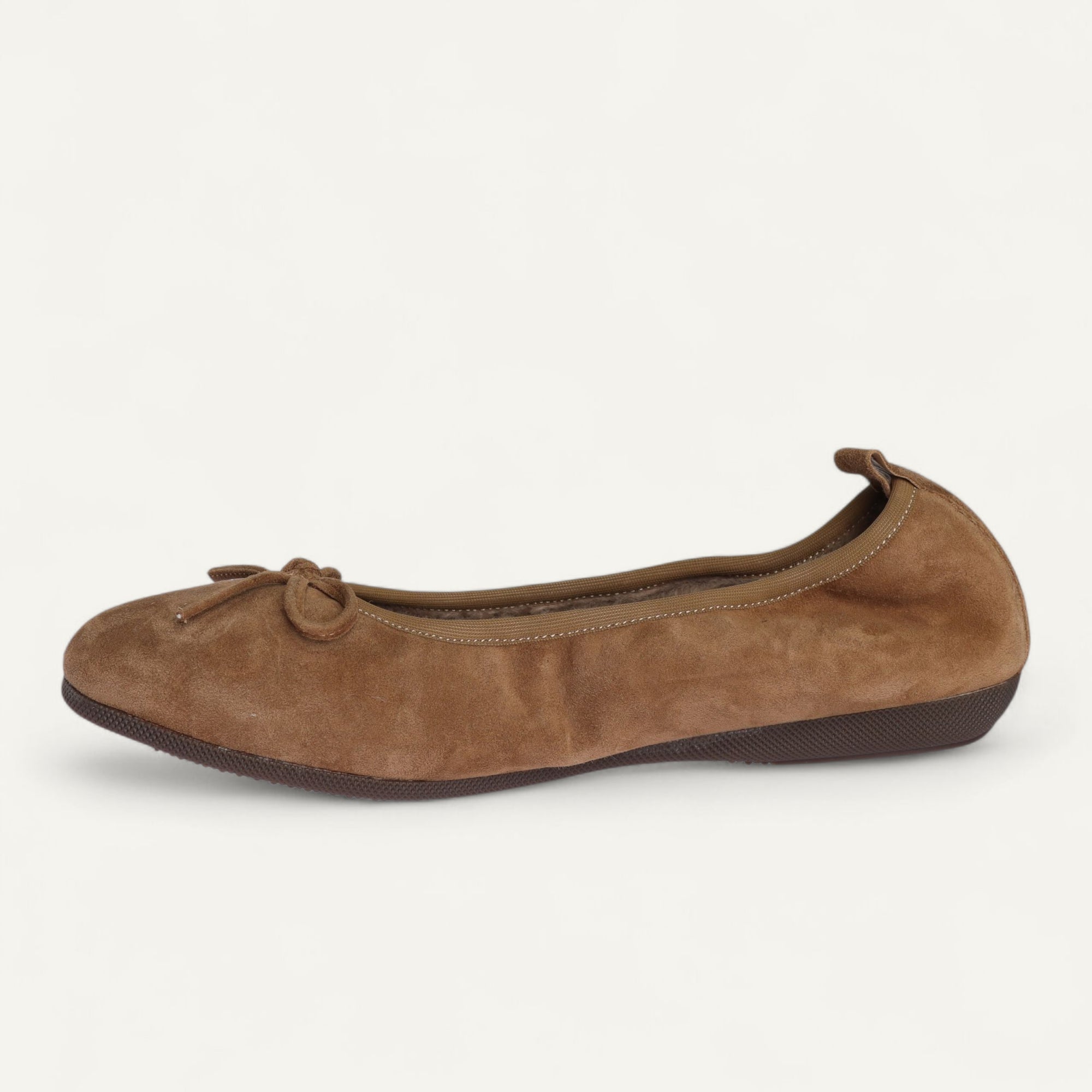 BASIC Winter Damen-Ballerinas aus Veloursleder in Taupe mit Lammfell – C108-236 BASIC Winter Ballerinas