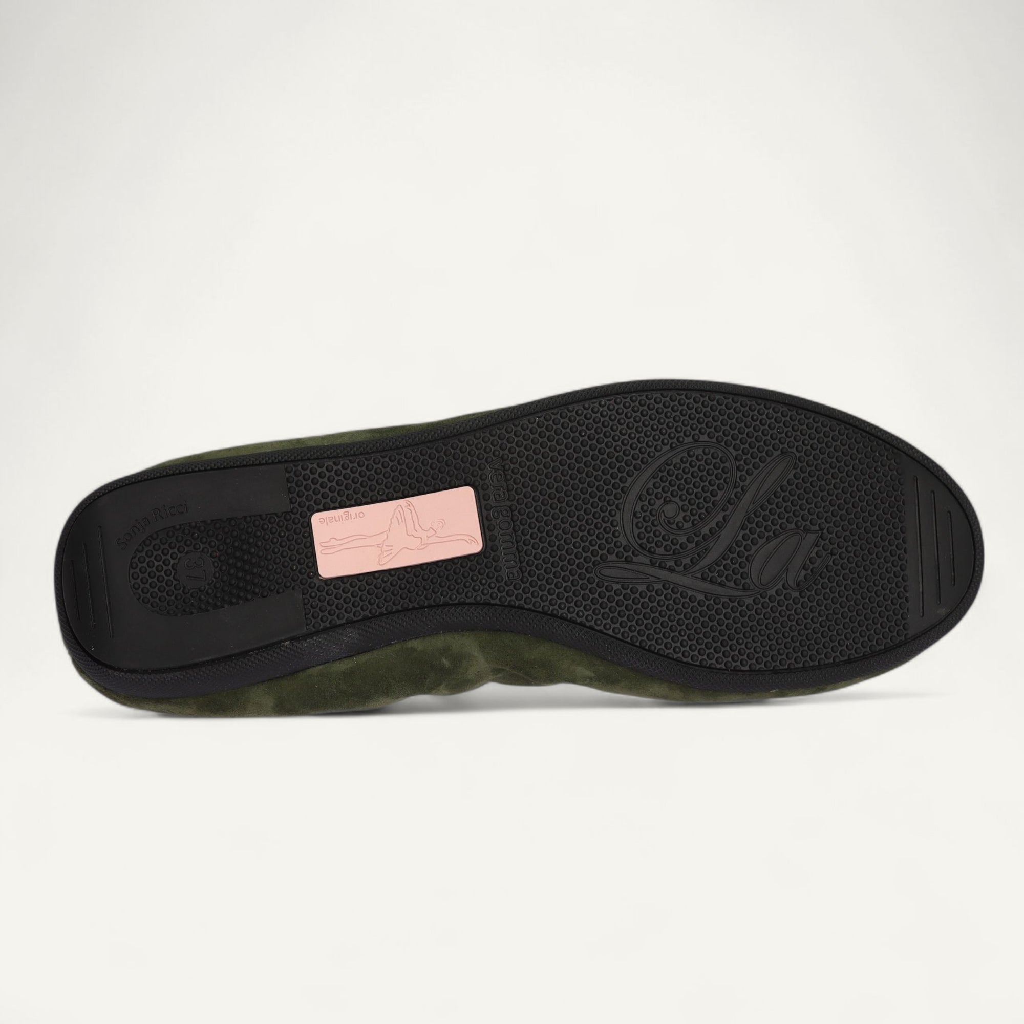 BASIC Winter Damen-Ballerinas aus Veloursleder in Olivgrün mit Lammfell – C22 BASIC Winter Ballerinas