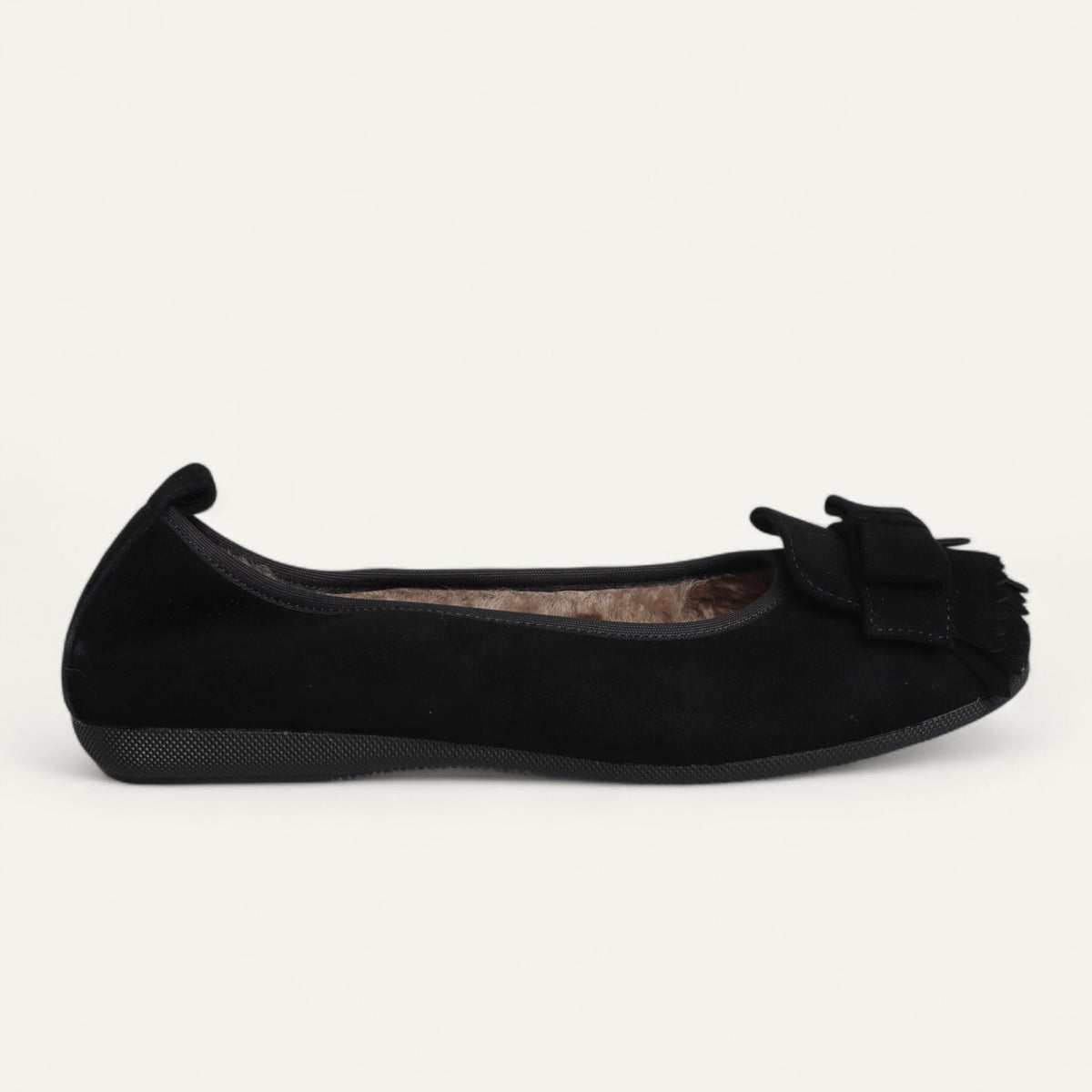 CAMBIO Winter women’s ballet flats in suede — Black, lambskin lining – C4-010