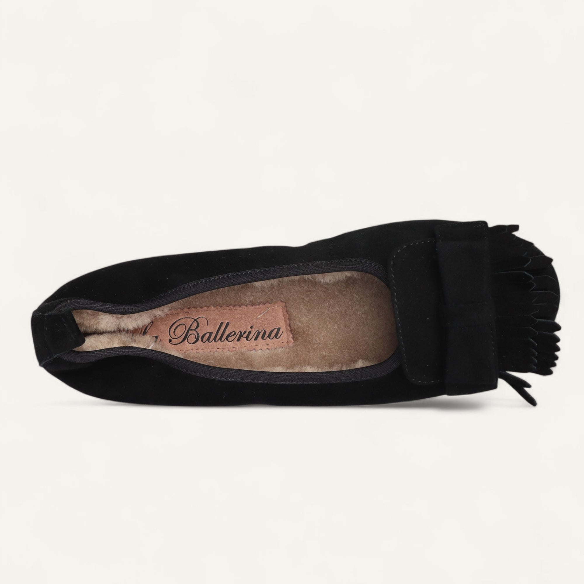 CAMBIO Winter women’s ballet flats in suede — Black, lambskin lining – C4-010